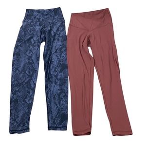 Lot of 2 Aerie Offline Crossover Hi Rise 7/8 Legging Blue Snakeskin Mauve Size M